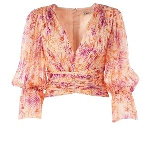 AMUR Gitana Silk Floral Crop Top