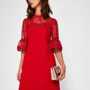 BNWT Ted Baker London Long Sleeve Lace Peplum Dress