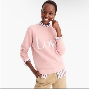 J. Crew Pink Love White Lettering 100% Cotton Sweatshirt Size XS