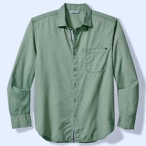 EUC Men's Tommy Bahama Tahitian Twill Button Down Shirt Fern Green Size MEDIUM