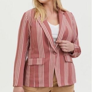 Torrid Striped Single-Breasted Boyfriend Blazer Jacket Pink Size 3X NWT