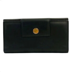 Bvlgari Black Leather Women’s Trifold Wallet W/Gold Hardware GUC