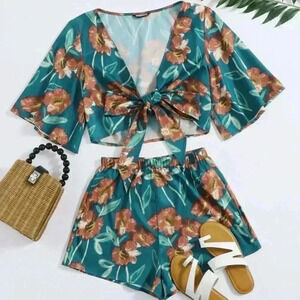 Shein tie Floral Set