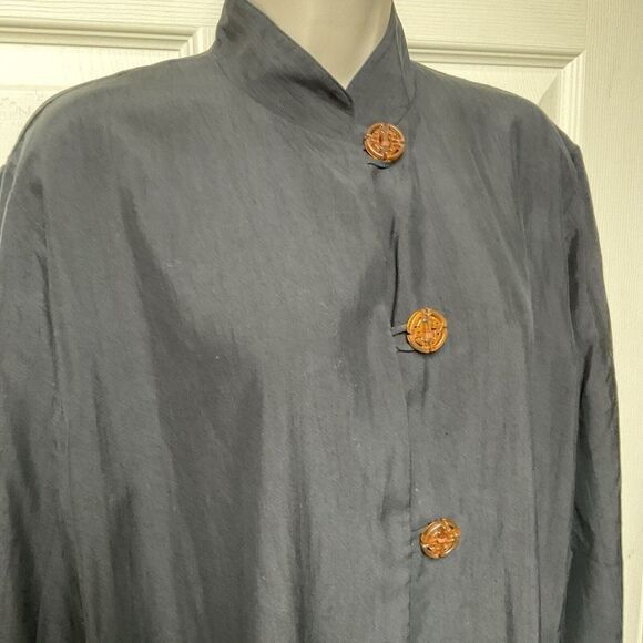 Hamilton Kennedy Silk Caftan Mumu Chinese Character Buttons Washable kimono - Picture 9 of 16