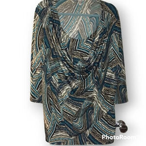 Dressbarn Swirled Draped Front Blouse