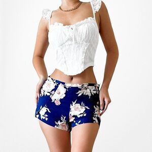 Forever 21 Blue Mid Rise Floral Woven Shorts XS/S