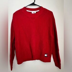 Red Cable Knit Crop Sweater XS NWOT