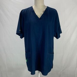 Carhartt Force Cross Flex Modern Fit V Neck Navy Blue Scrub Top Size 2XL