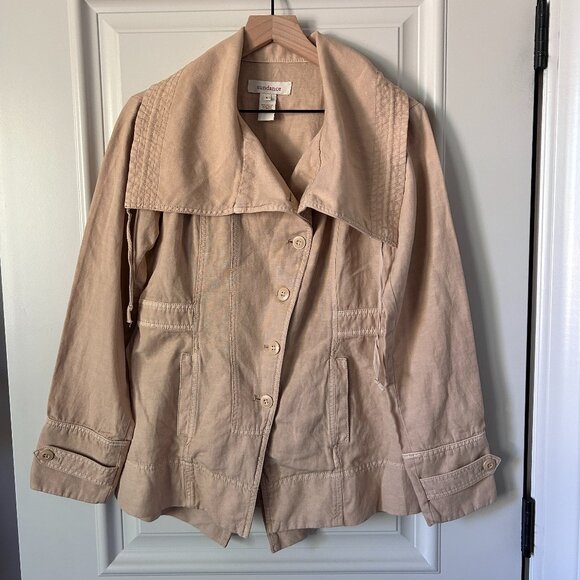 Sundance Every Angle Natural Linen Blend Jacket Coat Sz Small Button Front - Picture 2 of 8