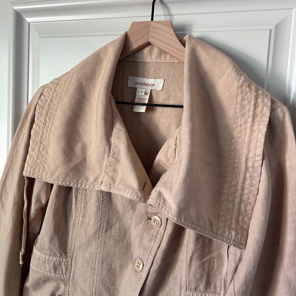 Sundance Every Angle Natural Linen Blend Jacket Coat Sz Small Button Front - Picture 4 of 8