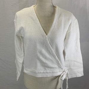 Madewell Texture & Thread Off White Wrap Top Size Small