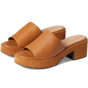 SEYCHELLES One Of a Kind Tan Leather Platform Mule Slip-on Sandals Size 8 NWB