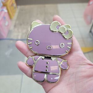 Brand New Sanrio Hello Kitty Gold & Purple Cell Phone Case Mirror & Stand