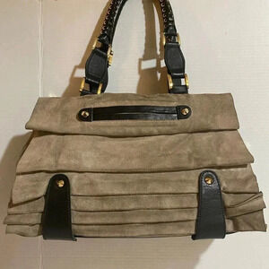 CC Skye taupe gray suede shoulder handbag