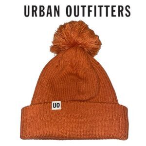 NEW Urban Outfitters UO Ribbed Pom Pom  Beanie Orange Cap Hat