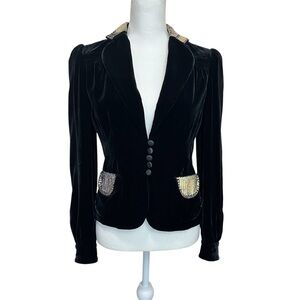 Juicy Couture Velvet Silk Blend Sequins Statement Blazer / Waist Coat