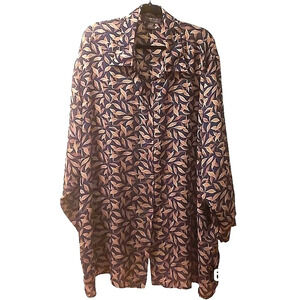 Lane Bryant blue tan floral plus size 26 28 blouse