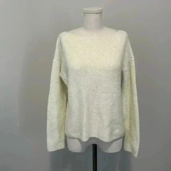 Lord & Taylor Cream Waffle Knit Sweater - Picture 1 of 12