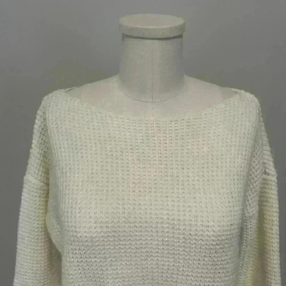 Lord & Taylor Cream Waffle Knit Sweater - Picture 2 of 12