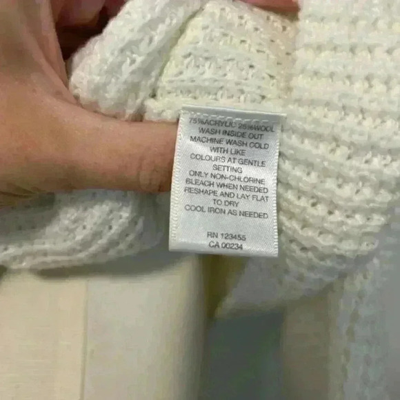 Lord & Taylor Cream Waffle Knit Sweater - Picture 10 of 12