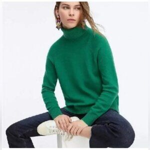 J. Crew Wool Alpaca Raglan Turtleneck In Kelly Green, XS