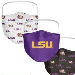 New in Package LSU Louisiana Tech Tigers Face Covering Face Mask Masks Set of 3