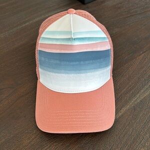 PRANA trucker hat mesh back adjustable strap cotton blend blush pink blue white