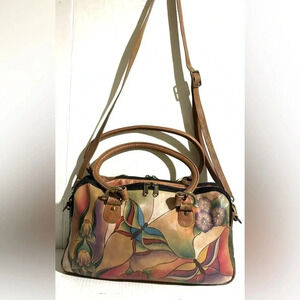 Anuschka multicolors print satchel handbag