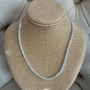 Elegant Silver Mesh Necklace with Clear Crystals