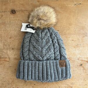 C.C NWT Pom Pom Cable Knit Beanie