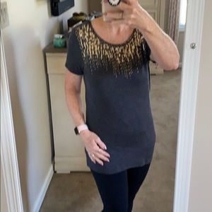 HOLIDAY SPECIAL!!  Apt 9 Gray gold sequined t-shirt