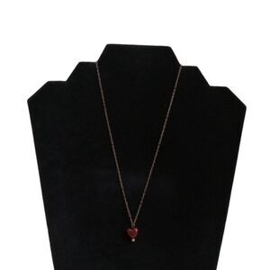 Reddish Brown Small Heart Shaped Lightweight Gold Toned Chain Pendant Necklace