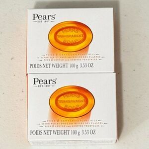 NEW Set of 2 PEARS Amber Transparent Bar Soap w Glycerin and Natural Oils 3.5oz