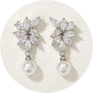 Women White Pearl Earrings Drop Earrings  for Women Prom Jewelry Gifts