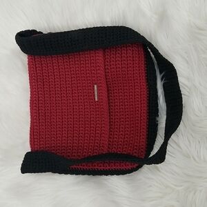 The Sak Deep Red & Black Crochet Bag