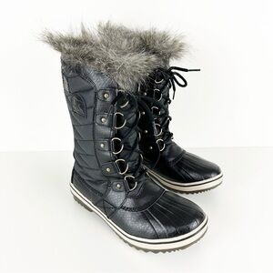 Sorel Women’s Tofino II Waterproof Faux Fur Trim Winter Boots Black Size 7