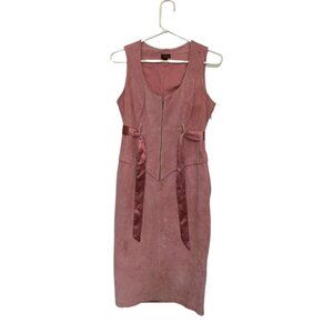 VINTAGE pink suede Danier dress body con midi Barbie style