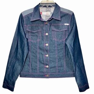 Ecko Red Denim Jacket in Blue with Pink Thread Women’s L