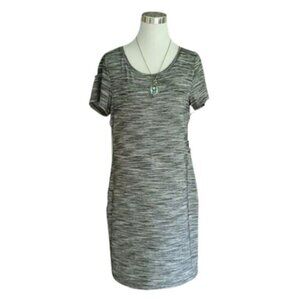 Apt. 9 Gray Scoop Neck Short Sleeve Knee Length T-Shirt Dress Size L Polyester