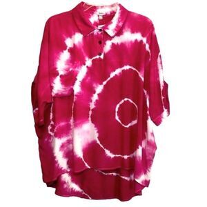 Jodifl Vista Top in Fuchsia Pink/White Tie Dye Women’s Large