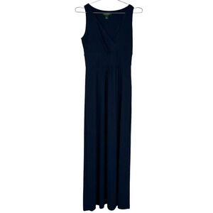 Ralph Lauren Navy Blue Empire Waist Maxi Dress 8