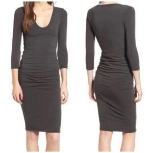 James Perse Gray Dress with Ruched Sides