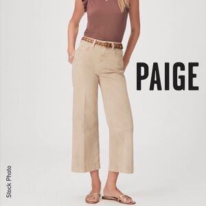 PAIGE Anessa Wide-Leg High-Rise Denim Ankle Jeans Sand (27)