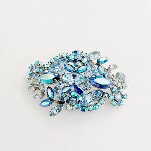 Vintage Sherman Blue & Silver Brooch