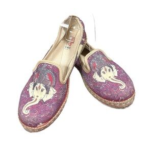 Goby Ganesha Elephant Canvas Slip on Espadrilles Size 40