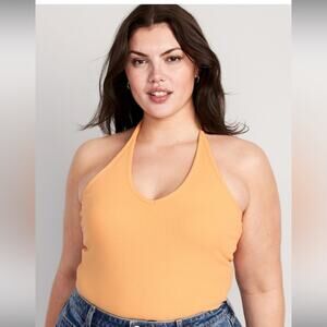 NWT! Old Navy Orange V-neck Ribbed Halter Top Size 2X