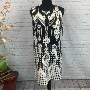 AB STUDIO | Black White Ikat Abstract Sheath Dress NWT Size 8