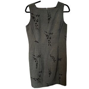 AB Studio Jumper Dress Size 10 gray with black stems and leaves beautiful