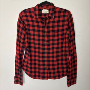 Ralph Lauren Shirt Women's Small Denim & Supply Red Black Buffalo‎ Plaid Holiday