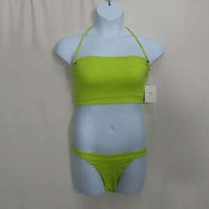 Andie Neon Lemon The Aruba Top & The Banded Cheeky Bottom Medium Set